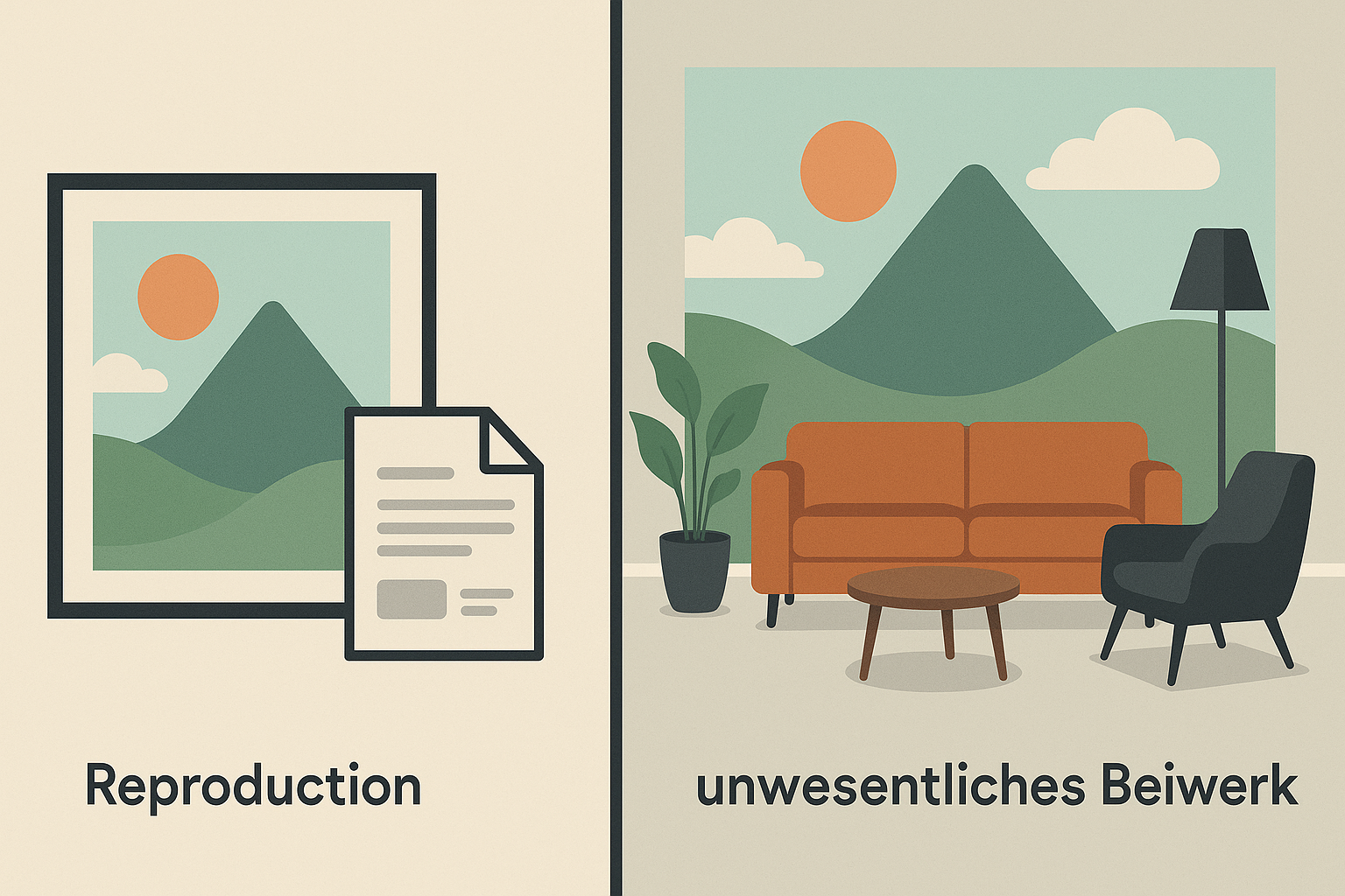 Illustration zur Abgrenzung von Vervielfältigung und unwesentlichem Beiwerk im Urheberrecht