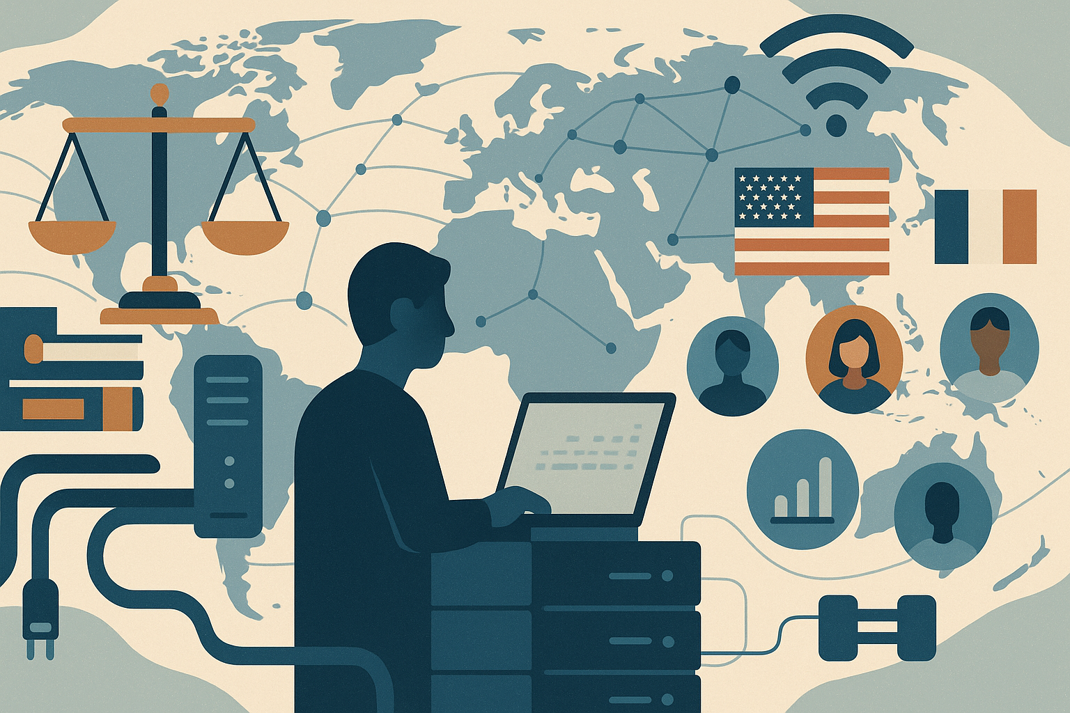Illustration: Globale Herausforderungen für digitale Unternehmen
