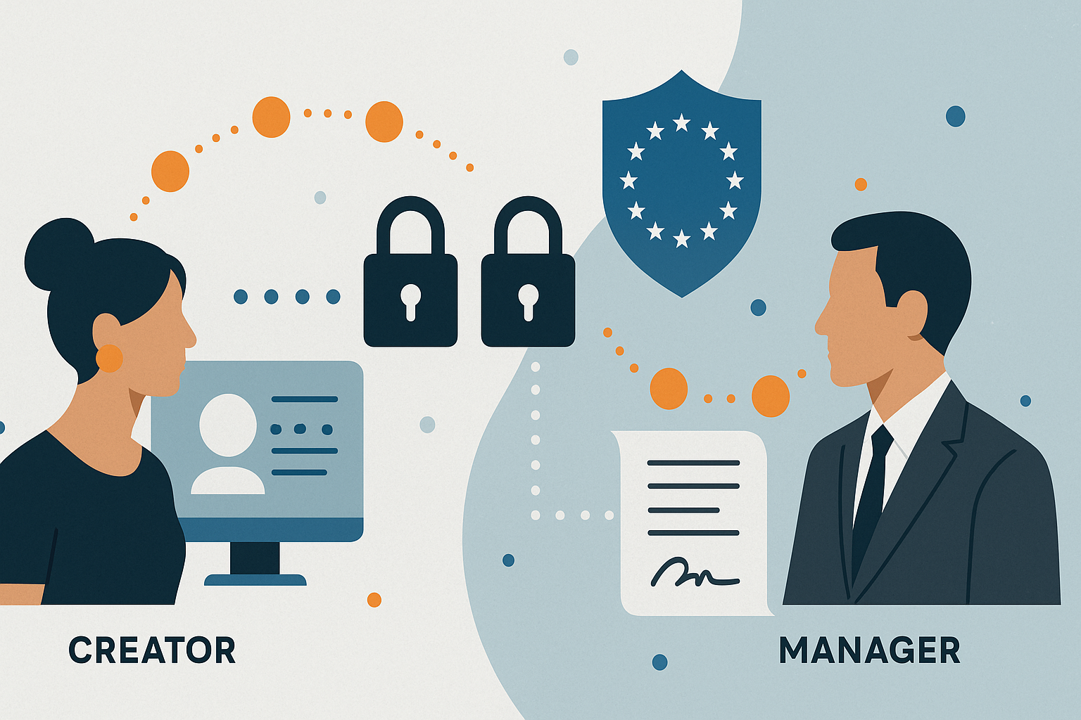 Illustration zum Datenschutz und Datenfluss in OnlyFans Managementverträgen