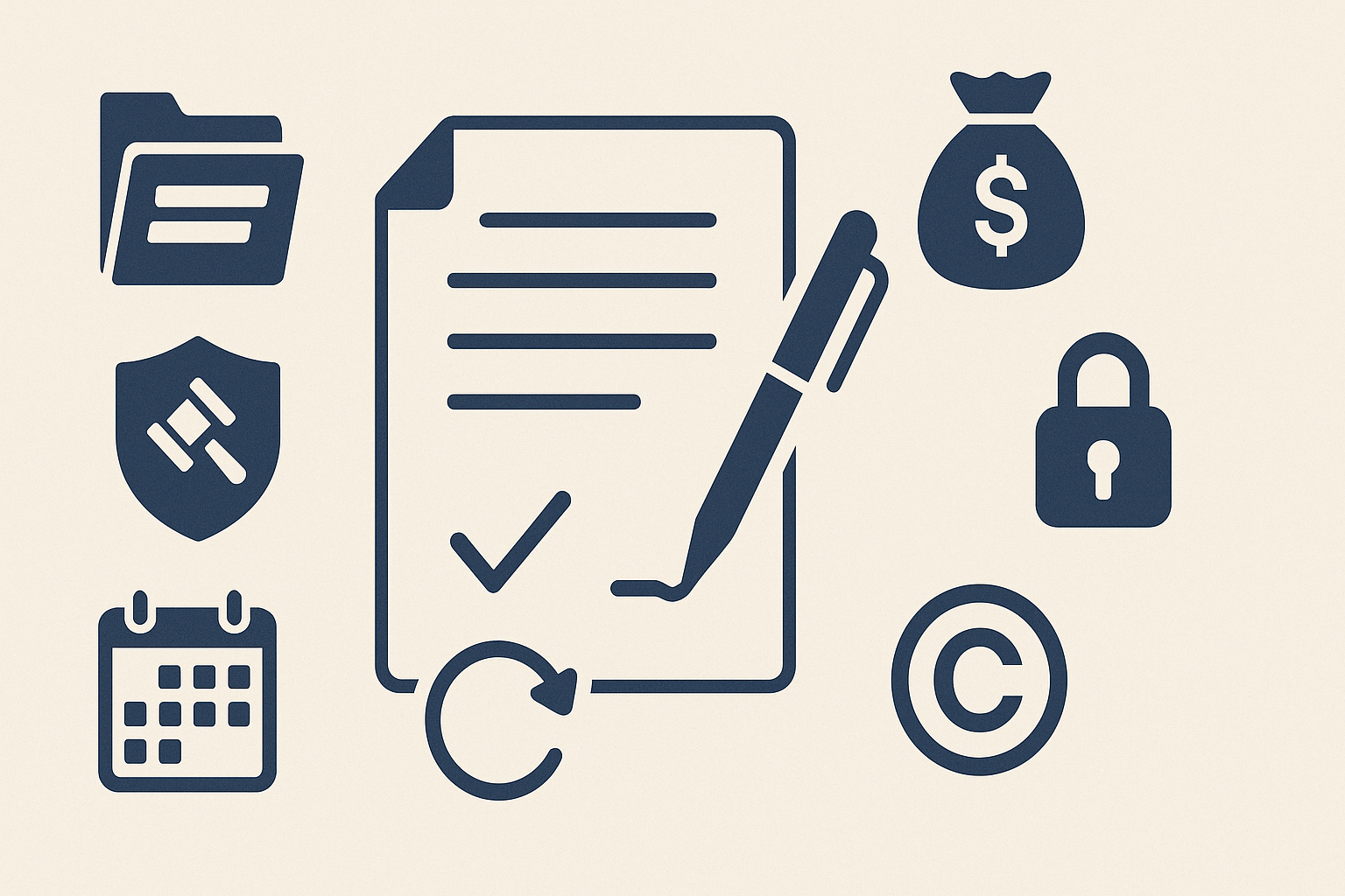 Infografik zu wesentlichen Vertragsinhalten für Freelancer