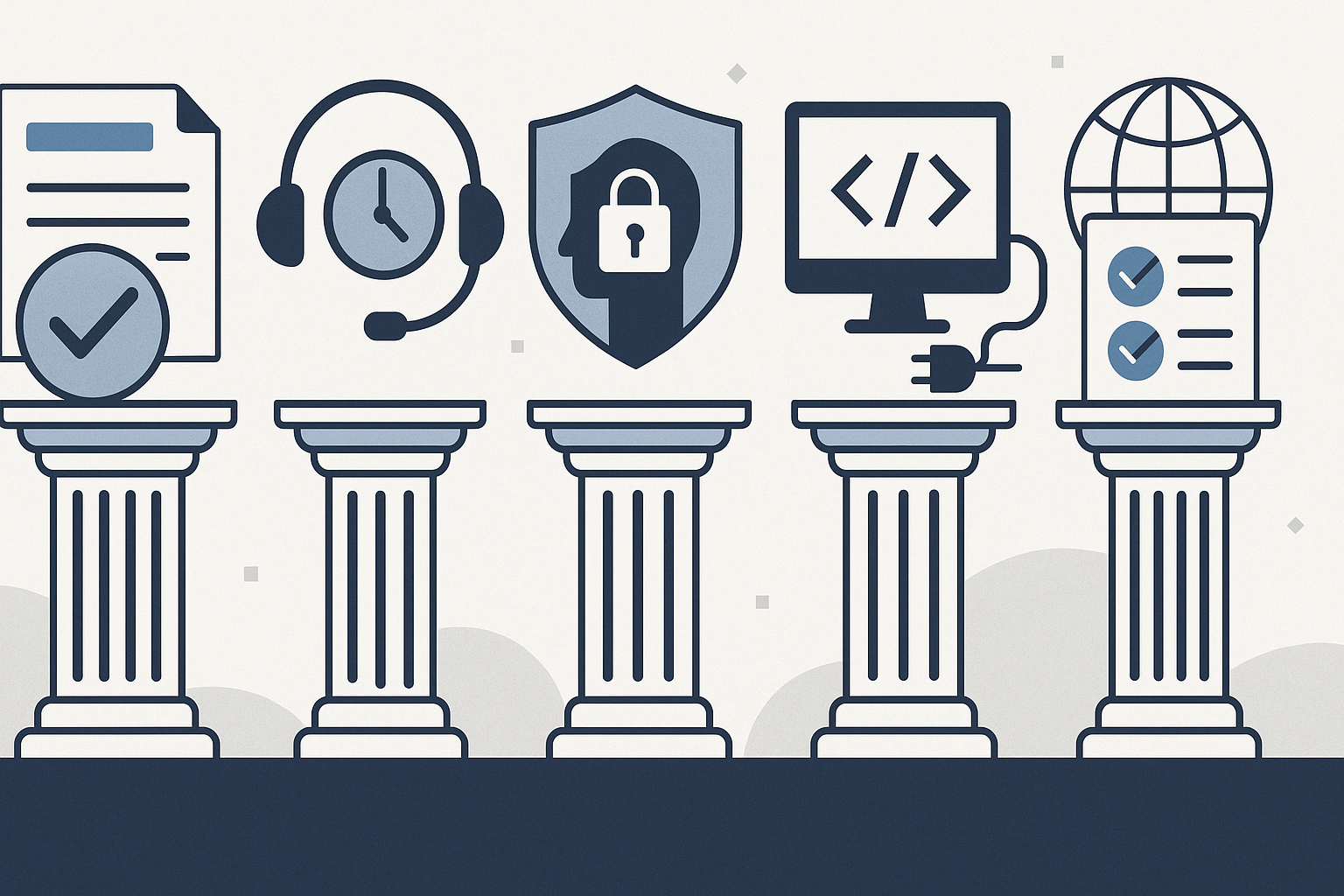 Infografik: Grundpfeiler eines SaaS-Vertrags für Marketing-Tools